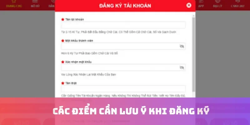 Các điểm cần lưu ý khi đăng ký