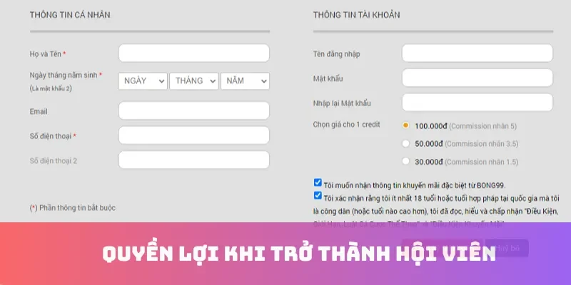 Quyền lợi khi trở thành hội viên
