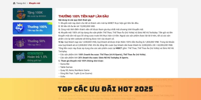 Top các ưu đãi hot 2025